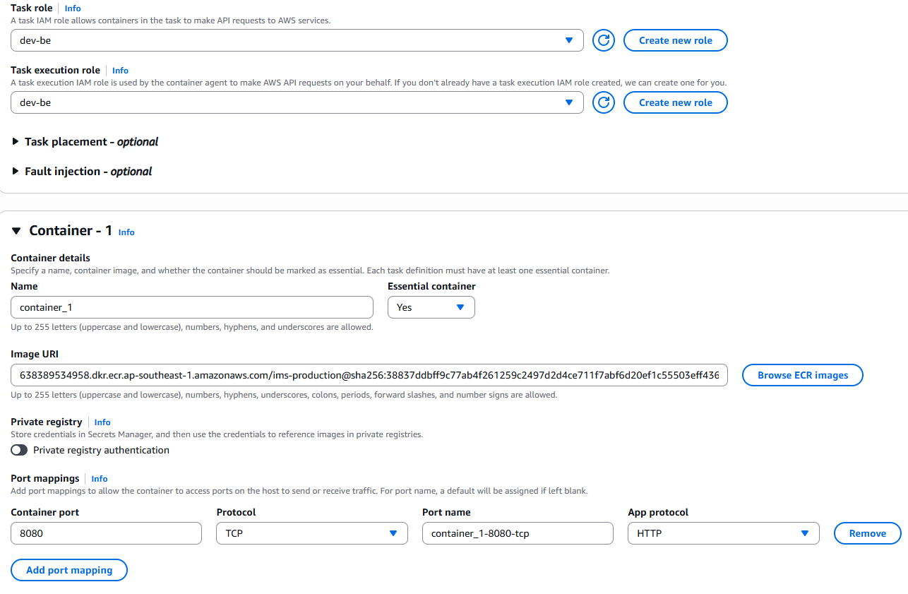 Creating ECS cluster and Fargate service