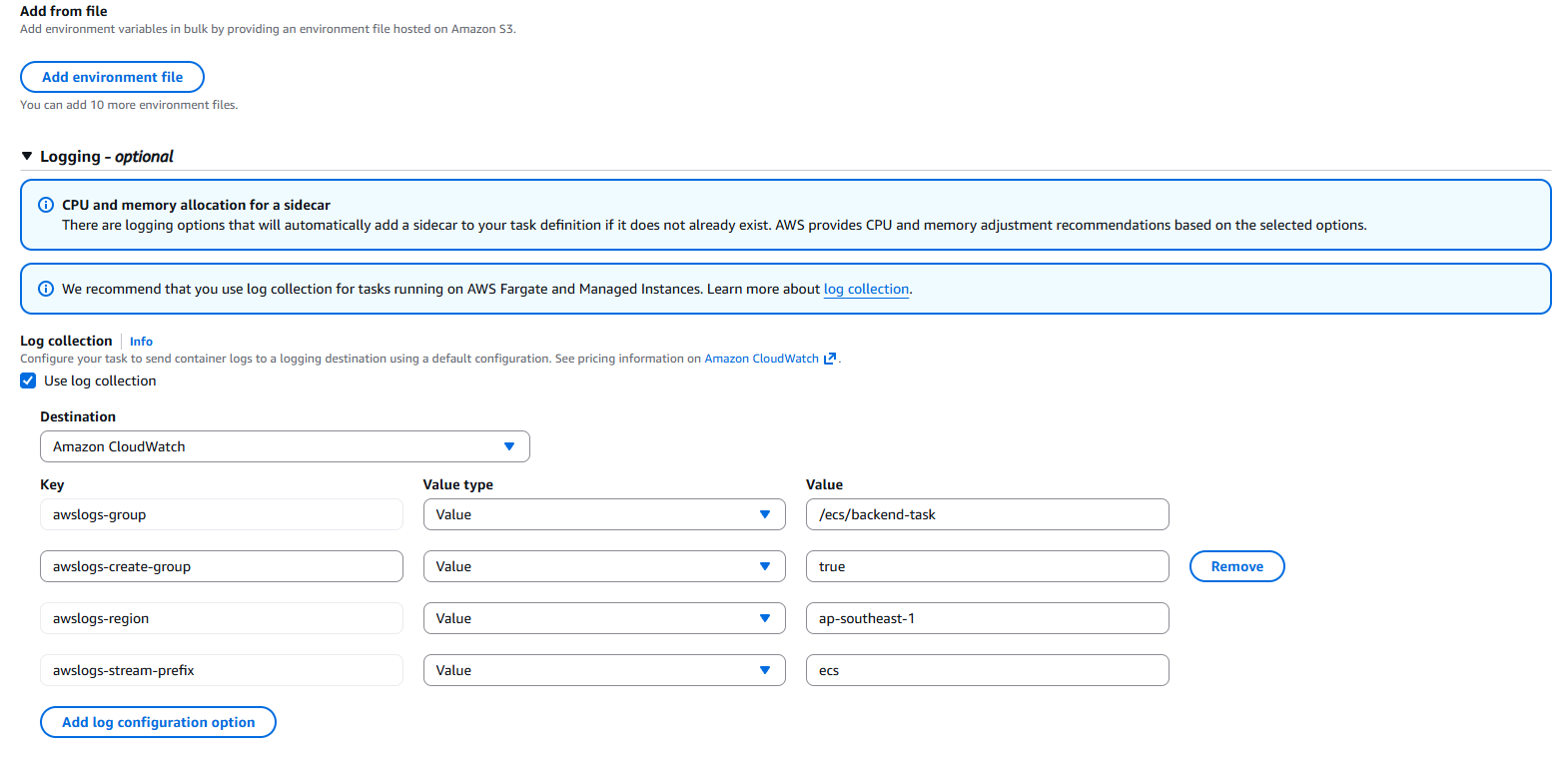 Load balancer integration for ECS service