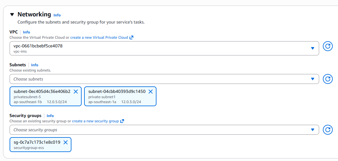 ECS networking with private subnets, ALB and security groups