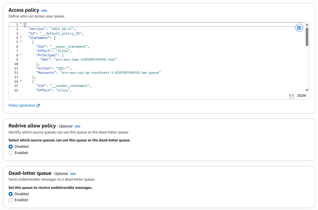 SQS access policy for producers and consumers